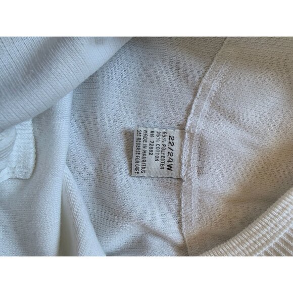 L.A. Blues Womens White Ribbed Henley Top Size 22/24W Cotton Blend Long Sleeve - Picture 5 of 7
